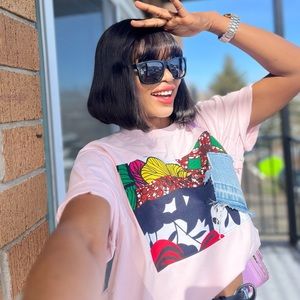 Customized African print DKNY shirt, medium